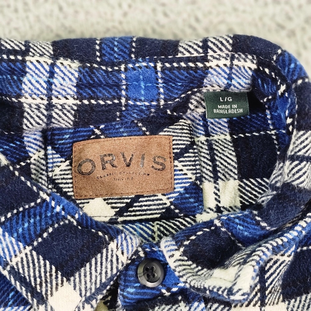 Orvis Shirts Mens Large Lot 2 Blue Plaid Flannel Long Sleeve Button Up Outdoor - Picture 10 of 14
